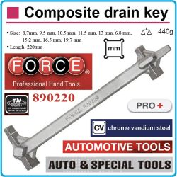 Ключ за картери комбиниран L220mm, ключове за пробки к-т 10 части, Sq6.8-19.7mm, Force, 890220.