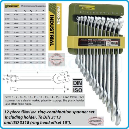 Ключове звездогаечни DIN3113, к-т 12 части, 15°, CrV, от 6-19mm, Proxxon, 23 820.