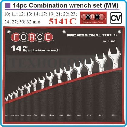 Ключове звездогаечни, от 10-32mm, комплект от 14 части, калъф на руло, DIN3113, CrV, Force, 5141C.
