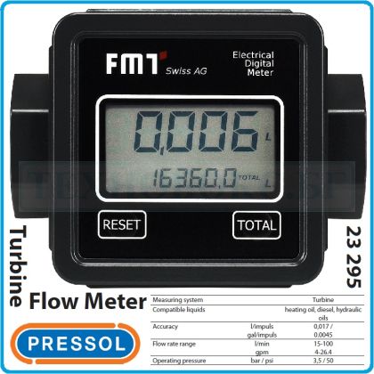 Разходомер за дизел и мазут, 15-100L/min, 3.5Bar, +/- 1%, цифров брояч, 1