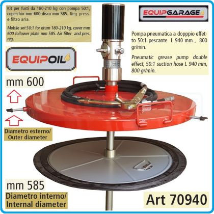 Грес помпа 400Bar, такаламит за варел 180 - 210Kg, к-т, 50:1, 800gr/min, Apac, 70940KIT