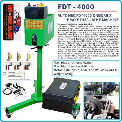 Струг за спирачни дискове, Ø320mm, мобилна машина 230V, 0.55kW  K-MAK, FDT 4000.