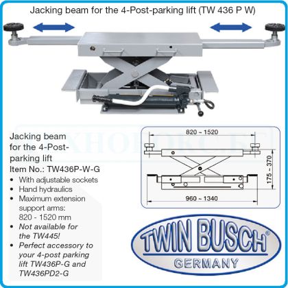 Крик канален 2t, хидравличен мостов подемник, за паркинг система на Twin Busch, TW436P-W-G.