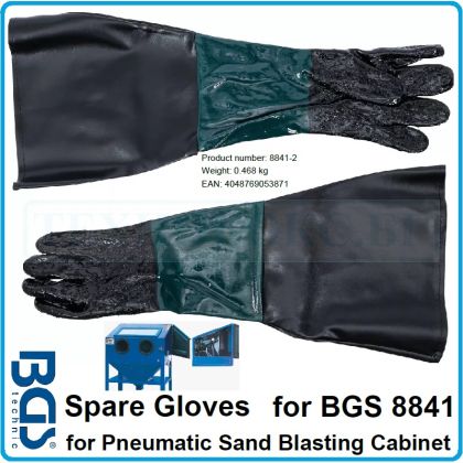Ръкавици, за пясъкоструйна камера, машина за бластиране, к-т, Ø300 x L600mm, BGS, 8841-2