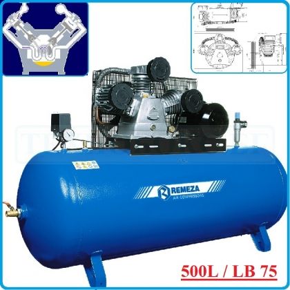 Компресор, Бутален, 500L, 880 L/min, 10Bar, AirCast, F500.LB75