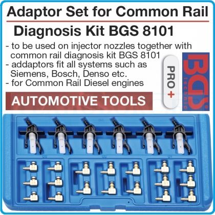 Адаптери к-т за диагностика, на Common Rail дюзи, 24 части, BGS, 8103