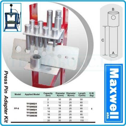 Избивачи / дорници за преса хидравлична к-т 11ч. 2-20t, Maxwell, TY20001A
