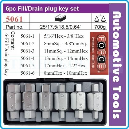 Ключове за пробки к-т 6 части, ключове за картер 21mm, Force, 5061