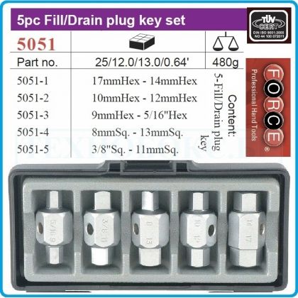 Ключове за пробки к-т 5 части, ключове за картер 21mm, Force, 5051