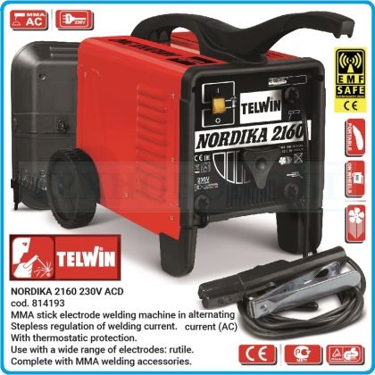 Електрожен 160A, MMA заваръчен апарат, Ø2-4mm, NORDIKA 2160 230V ACD, Telwin, 814193.