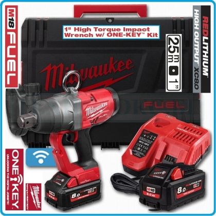 Гайковерт акумулаторен, ударен на 1", 2033 Nm, 18V 8.0Ah, One-Key, Milwaukee, M18O-F1-802X.