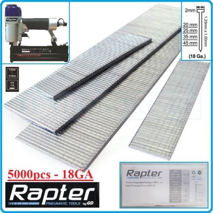 Пирони за такер мини, универсални, 5000бр, 18GA 1.0 x 1.25 x 20-45mm, Rapter, 18GANa.