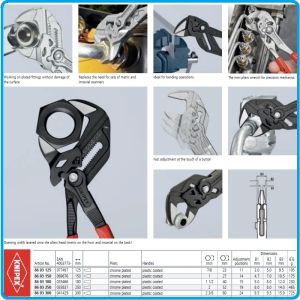 Клещи - ключ раздвижен с бутон, 2in1, 180-400mm, 4 р-а, захвати от 0-40-85mm, CrV, Knipex, 860318-40.