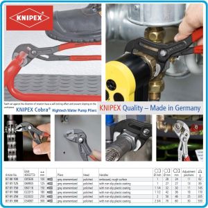 Клещи раздвижни Cobra, ключ с бутон, 2in1, 125-560mm, 7 р-а, захвати от 0-27-120mm, CrV, Knipex, 8701125-560.