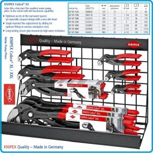 Клещи раздвижни Cobra, ключ с бутон, 2in1, 125-560mm, 7 р-а, захвати от 0-27-120mm, CrV, Knipex, 8701125-560.