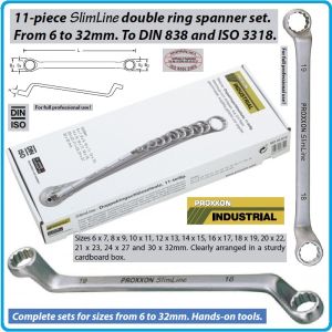 Ключове лули от 6-32mm, DIN838, пълен к-т 11 части, пресовани и огънати на 75°, CrV, Proxxon, 23812.