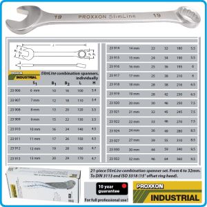 Ключове звездогаечни DIN3113, к-т 21 части, 15°, CrV, от 6-32mm, Proxxon, 23 822.