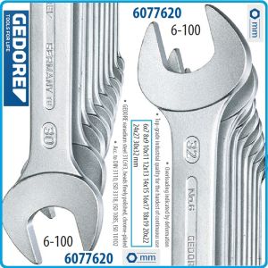 Ключове гаечни, DIN3110,  ISO3318, комплект от 10 части, 15°, 31CrV3, от 6-32mm, Gedore, 6-100.