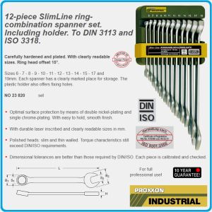 Ключове звездогаечни DIN3113, к-т 12 части, 15°, CrV, от 6-19mm, Proxxon, 23 820.