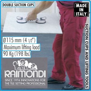 Вакуум за плочи, двойна вендуза, лапа, дръжка двуплекс, 2xØ115mm, 90kg, Raimondi, 185BI.