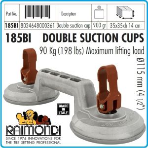 Вакуум за плочи, двойна вендуза, лапа, дръжка двуплекс, 2xØ115mm, 90kg, Raimondi, 185BI.