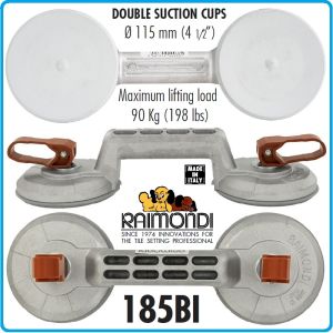 Вакуум за плочи, двойна вендуза, лапа, дръжка двуплекс, 2xØ115mm, 90kg, Raimondi, 185BI.