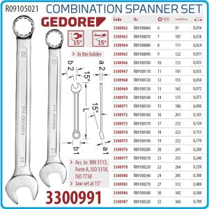 Ключове звездогаечни, от 6-32mm, к-т от 21 части, CrV, DIN3113, ISO3318, UD profile, Gedore, R9105021.