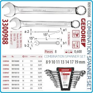 Ключове звездогаечни, от 8-19mm, к-т от 8 части, CrV, DIN3113, ISO3318, UD profile, Gedore, R9105008.