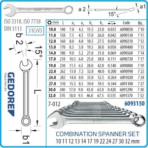 Ключове звездогаечни, от 10-32mm, к-т от 12 части, 31CrV3, DIN3113, ISO7738, UD profile, Gedore, 7-012.