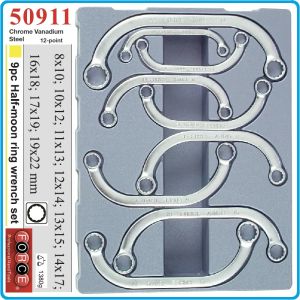 Ключове звезди извити, от 8-22mm, дъги двустранни, к-т 9 части, CrV, Force, 50911.