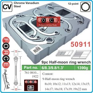Ключове звезди извити, от 8-22mm, дъги двустранни, к-т 9 части, CrV, Force, 50911.