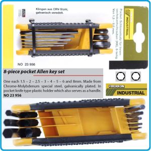 Шестограми сгъваеми, 0 - 180°, от 1.5-8mm, к-т 8 броя, къси, DIN2936, Proxxon, 23956.