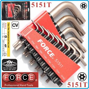 Шестограми Г-Torx с отвор, к-т 15 броя, от T6H-T60H, свити на 90°, къси, ISO10664, Force, 5151T.