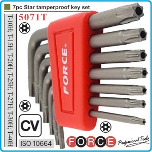 Шестограми Г-Torx с отвор, к-т 7 броя, от T10H-T40H, свити на 90°, къси, ISO10664, Force, 5071T.
