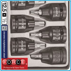 Вложки ударни с накрайник Torx, 1/2", к-т 10ч, от T20-T70, CroMo, усилени, L55x12.5mm, Force, 4108.