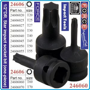 Вложка ударна Torx, 1/2", T20-T70, лята усилена Tx, 12.5mm, Force, 246060