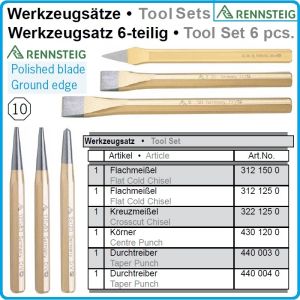 Секачи, пробой и избивач к-т 6 части, 12x125-150mm, Ø3-4mm, център 4x120mm, RENNSTEIG, 4210000.