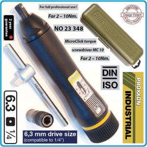 Отвертка динамометрична, 2-10Nm, автоматична, Mini 6.3mm - 1/4", скала 0.2Nm, Proxxon, 23348.