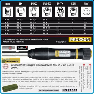 Отвертка динамометрична, 0.4-2Nm, автоматична, Mini 6.3mm - 1/4", скала 0.1Nm, Proxxon, 23343.