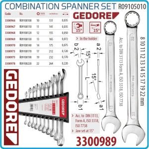 Ключове звездогаечни, от 8-22mm, к-т от 10 части, CrV, DIN3113, ISO3318, UD profile, Gedore, R9105010.