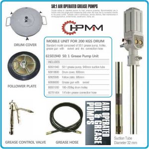 Грес помпа 400Bar, такаламит за варел 210Kg, к-т, 50:1, HPMM, 61501940KIT