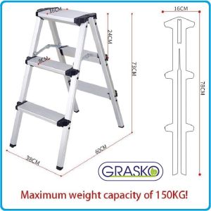 Стълба, стъпало, сгъваема, Alu, двураменна, 0.73 или 0.98m, Grasko, 55111-12