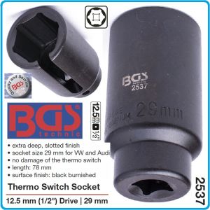 Вложка за дюзи с шлиц 29 mm, ключ специален, Thermo Switch, 1/2", h 78 mm, BGS, 2537.