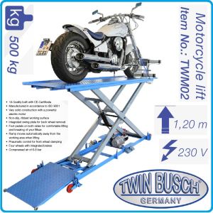 Подемник за мотоциклети, платформа електрохидравлична, 500Kg, h1200mm, Twin Busch, TWM02.