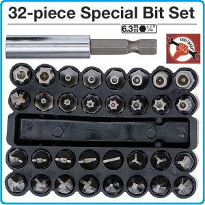 Накрайници, секретни 1/4", к-т 33 броя, h25mm битове специални, 6.3mm, BGS, 763.