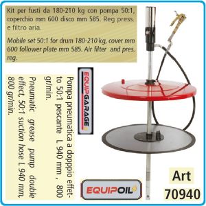 Грес помпа 400Bar, такаламит за варел 180 - 210Kg, к-т, 50:1, 800gr/min, Apac, 70940KIT