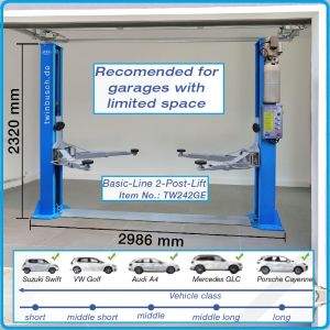 Подемник двуколонен, 4.2t, за ниски и тесни помещения, с електромагнитни спирачки, Twin Busch, TW 242 GE