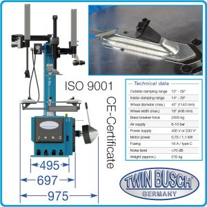 2в1, Баланс и демонтаж машини за гуми, к-т 10"-24″-28", 1.1kW, полуавтомат, Twin Busch, TWF-00 + TWX-98.