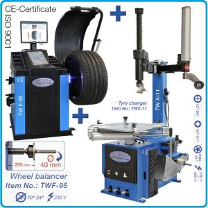 2в1, Баланс и демонтаж машини за гуми, к-т 10"-24″, 230V - 1.1kW, TFT дисплей, Twin Busch, TWF-95 + TWX-11.