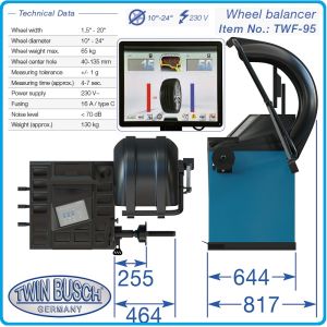 2в1, Баланс и демонтаж машини за гуми, к-т 10"-26″, 1.1kW, TFT дисплей, Twin Busch, TWF-95 + TWX-31.